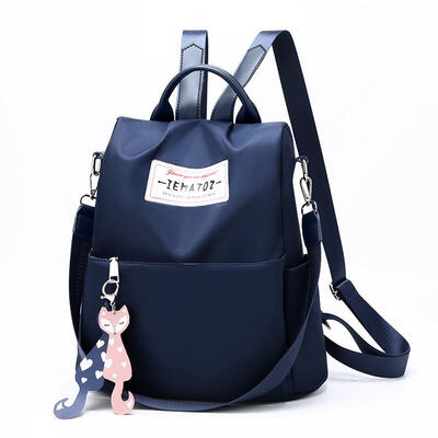 

Quality Leather Backpack Women Design Fox Pendant School Bag 2019 New Fashion Oxford Canvas Travel Bag Ladies Backpack
