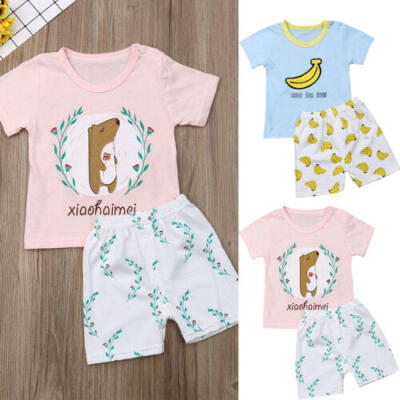 

US Kids Baby Clothes Girls Boys Tops T-shirt Shorts Summer Casual Outfits Set