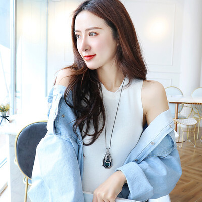 

Simple temperament wild exaggeration accessories female tide sweater chain clothes teardrop long necklace