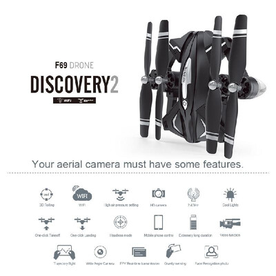 

F69 Foldable 1080P Wifi FPV Drone with Camera 110° Wide-Angle 24Ghz RC Quadcopter Altitude Hold Headless Mode APP Control with 2