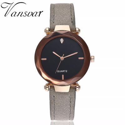 

Vansvar Diamond Watch Women Lady Leather Strap Stainless Steel Analog Quartz Wristwatch Hot Sale Luxury Watches Zegarek Damski