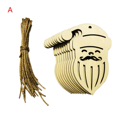 

〖Follure〗10PC Christmas Wood Chip Tree Ornaments Xmas Hanging Pendant Decoration Gifts