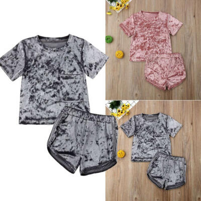 

Toddler Kids Baby Girl Tops T-shirt Short Pants 2Pcs Outfit Set Clothes 0-5Years