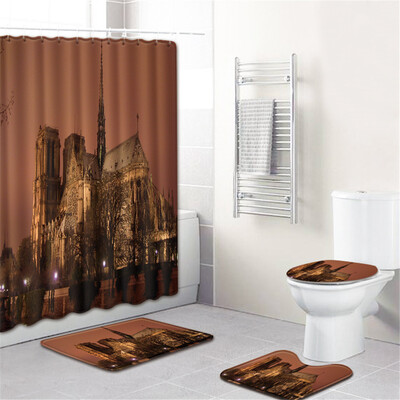 

〖Follure〗Waterproof Bathroom Shower Curtain Set Non-Slip Rug Toilet Lid Cover Bath Mat