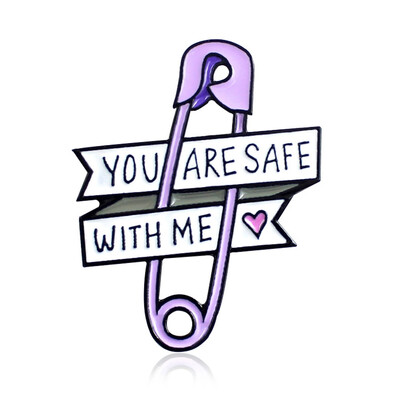 

Pin Love Ribbon Brooch Pin You Are Safe With Me Purple Paper Clip Enamel Pin Denim Jacket Button Pin Luxury