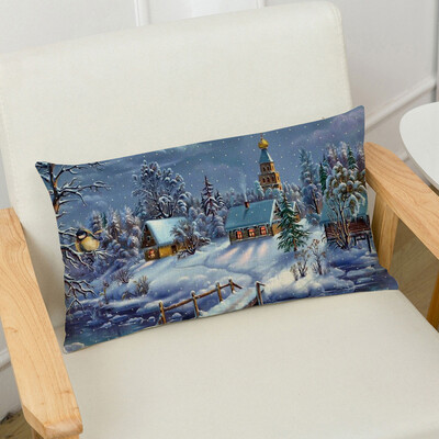

Tailored Merry Christmas Linen Pillow Cases Sofa Rectangle Cushion Cover Home Decoration
