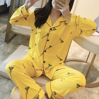 

Womens Fruit Print Lomg Sleeve Top Pants Pyjama Sets Sleepwear Lounge Suits
