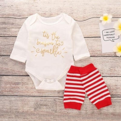 

Newborn Baby Boy Girl Cotton Tops Romper Leg Warmers Outfit 2Pcs Set Clothes