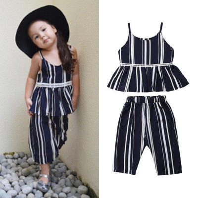 

Kids Baby Girl Suspender Skirt SundressLong Pants Leggings 2Pcs Clothes Outfits