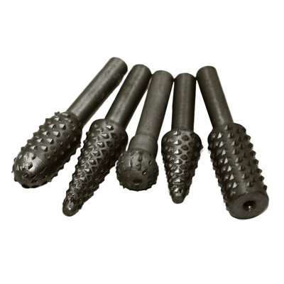 

Siaonvr 5 Pcs Black Steel Rotary Burr Set Shank Wood Rasp Drill Bits Bore Die Grinder