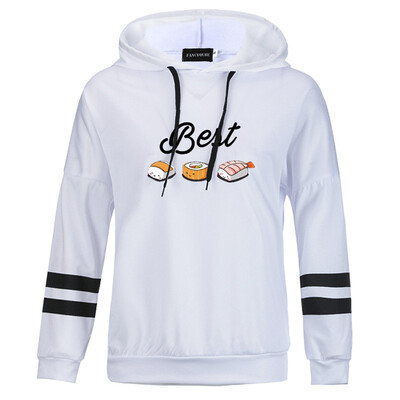

Women Casual Best Friends Sushi Print Hoodie Long Sleeve