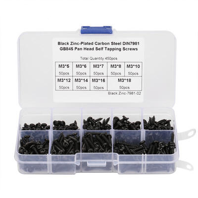 

Greensen 450Pcs Black M3 Cross Pan Head Self Tapping Screws Set Assortment Kit