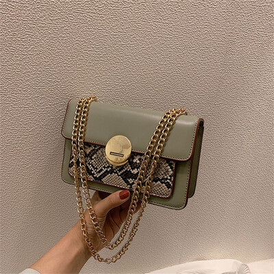 

Tailored Women Snake Grain Fashion Leather Small Square Bag Shoulder Bag