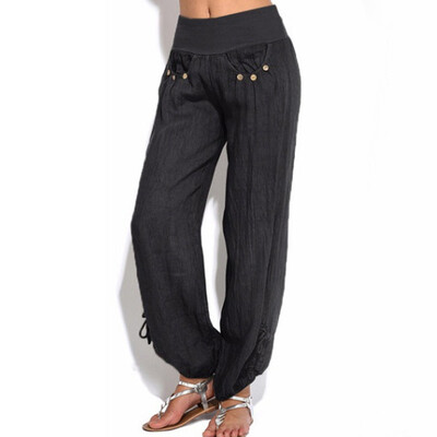 

Women Elastic Waist Casual Loose Baggy Harem Trousers Bottoms Palazzo Yoga Pants
