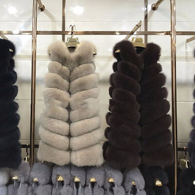 

Winter Womens Coat Warm Natural Fox Fur Jacket Real Fur Vest Furry Stripe Fashion Design Hot Sale Discount Price High Quality
