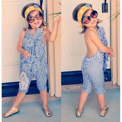 

Fashion Kids Baby Girls Striped Romper Jumpsuit Playsuit Sunsuit Clothes Outfit