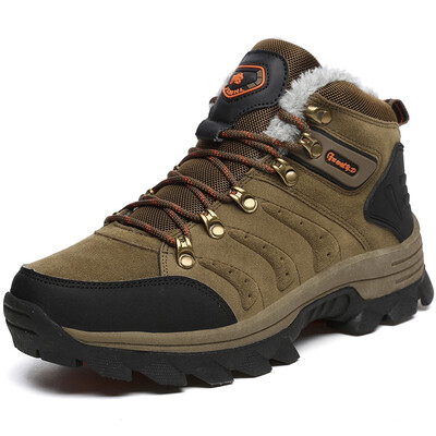 

Super Warm Men Winter Boots Quality Suede Snow Boots Fur Plush Winter Snow Shoes For Men Lace Up Outdoor Boots Shoes