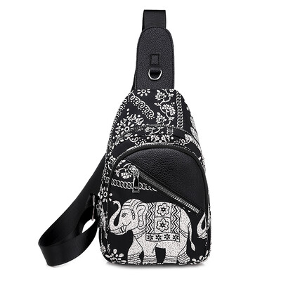 

Printed chest bag female Joker Oxford cloth shoulder Messenger bag female canvas Korean fashion chest backpack