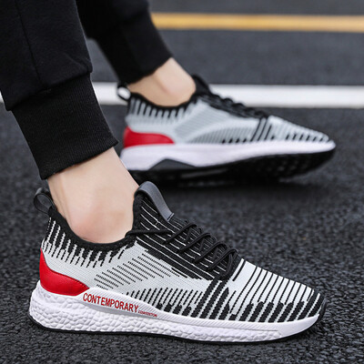 

Summer fly woven breathable sports casual running net shoes mens mesh tide shoes net red black shoes Korean version of the trend of mens shoes