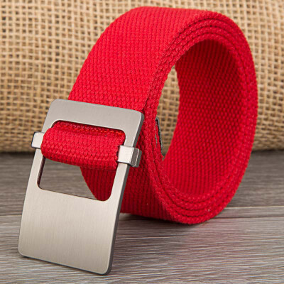 

Fashion solid color Canvas belt high quality Alloy Ring buckle Men belt casual weaving Canvas Men&Women belt