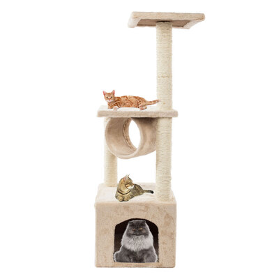 

36" Cat Tree Condo Furniture Play Toy Scratch Post Kitten Pet House Beige