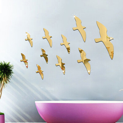 

〖Follure〗Acrylic 3D Seagull Bird Combination Mirror Effect Wall Sticker Decal Home Decor