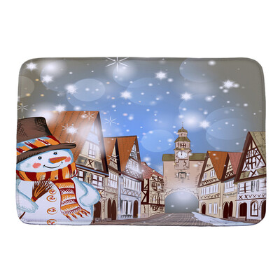 

Gobestart Christmas HD Printed Non-Slip Bath Mat Absorbent Home Decor F
