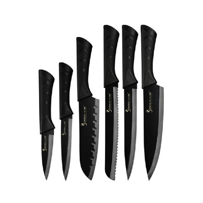 

Black P-lastic Horseshoe Stainless Steel Cutter Chef Cut Meat Universal Peel Bread Chopping Fruit Slicing Cutter Set