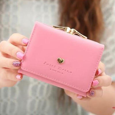 

Short Section Ladies Purse PU Leather Mini Envelope Wallet Small Clutch Triple Folding Female Card Holder Wallet