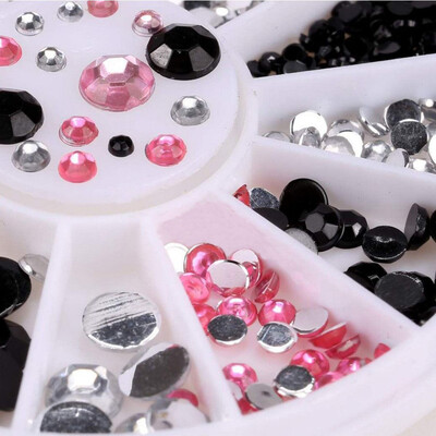 

Toponeto 3D Acrylic Nail Art Tips Decoration Flat Back Glitter Rhinestones Pearls Beads