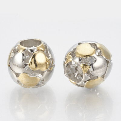 

Alloy European Beads Large Hole Beads Hollow Rondelle Platinum & Golden 11x105mm Hole 45mm