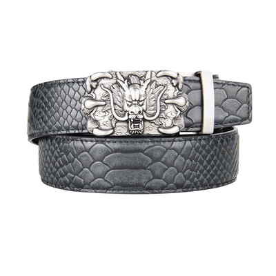 

BPSTAR Mens Automatic Buckle Genuine Leather Mens Ratchet Holeless Belt Business High Quality Mens Real Belt for Pants