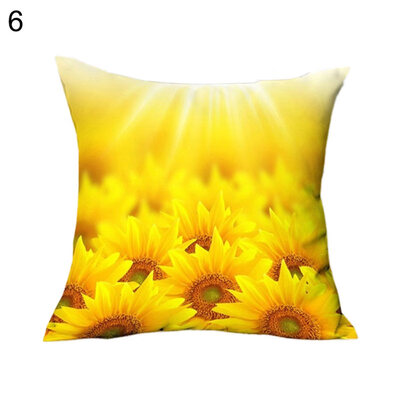 

Sunflower Flower Linen Square Pillow Case Cushion Cover Sofa Bed Car Cafe Decor