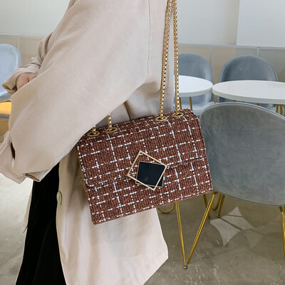 

Net red small bag female bag 2019 new fashion woolen chain bag wild shoulder bag ins foreign gas Messenger bag