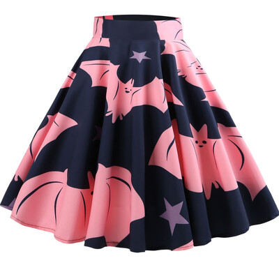 

Roseonmyhand Women Casual Retro Halloween Printing Evening Party Skirt Swing Skirts