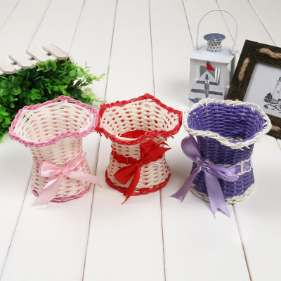 

Handmade Storage Basket Woven Storage Box Flower Pot Natural Garden Planter Desktop Trash Bin Wicker Baskets Random