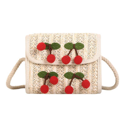 

Summer Cherry Straw Messenger Bags Women Handbags Crossbody Shoulder Bag