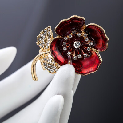 

2018 Flower Crystal Poppy Pin Brooch Badge Banquet Remembrance