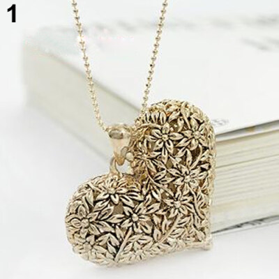 

Womens Fashion Jewelry Hollow Heart Statement Bib Pendant Chain Choker Necklace