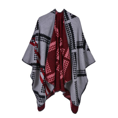 

Fashion Women Winter Diamond Poncho Thick Warm Scarf Shawl Pashmina Casual Cardigan Outerwear