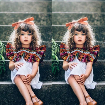 

Kids Toddler Baby Girls Boho Printed Dress Sleeveless Cotton Dresses