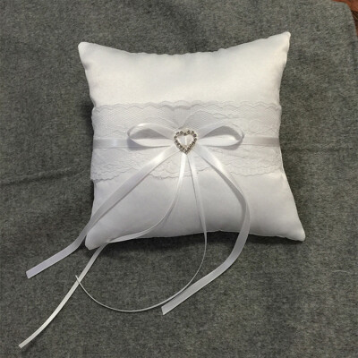 

Gobestart Wedding Ceremony Ring Bearer Pillow Cushion With Pearl Beaded Lace Silk 18x18cm