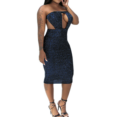

〖Follure〗Women Sexy Solid Sequined Stitching Shining Club Sheath Long Sleeved Mini Dress