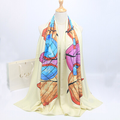

2017 European&American fashion silk scarf silk leaves painted shawl maple leaf sunscreen beach towel large shawl