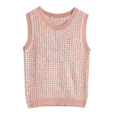 

Women Summer Casual Basic Sexy Print Knit U-Neck Bottoming Warm Sleeveless Vest Stretch Tank Tops