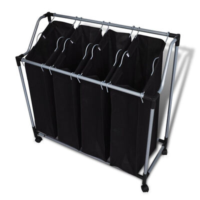 

Laundry Sorter with 4 Bags Black Gray