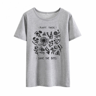 

Womens shirt Herbal Printed T-shirt O-Neck Tops Tee Summer Female T shirt Short Sleeve Women Clothing T shirt