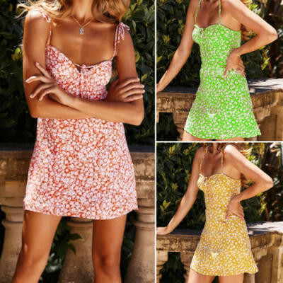 

Women Summer Boho Short Mini Dress Evening Cocktail Party Beach Dresses Sundress