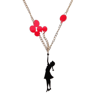 

Ladies Black Sweet Girls Red Balloon Necklace Pendants Chain Accessories 1 pc