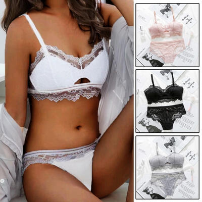 

Push Up Bra Lace Bra ABC Panty Set Womens Embroidery Deep V Lingerie & Knickers